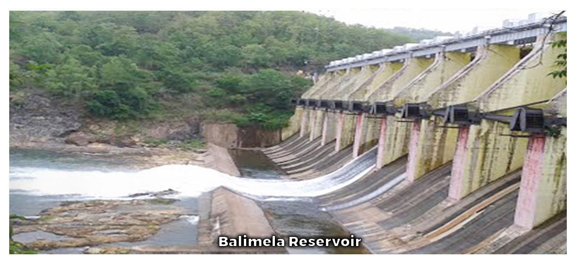Dam structure and water at Balimela Reservoir in Malkangiri